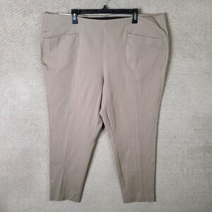 Ophelia Roe Pants Womens 3X Beige High Rise Ankle Tapered Leg Pull On Khaki NEW